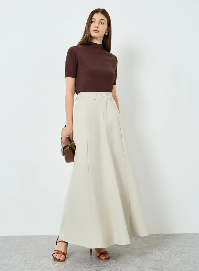 Styli  Women Beige A-Line Maxi Skirt for Women | Best Price UAE